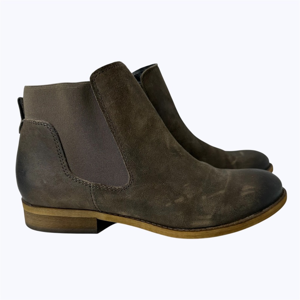 Franco Sarto Kabrina Brown Leather Ankle Boots Elastic Gore Booties Womens 8